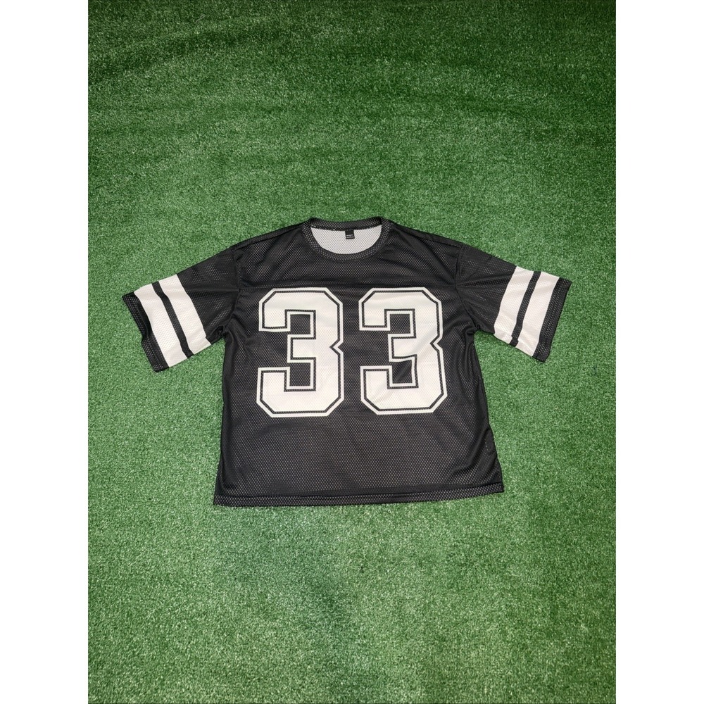 Manfinity Mens Mesh Athletic Jersey Black White 33‎ Varsity Shirt Small Boxy Cut